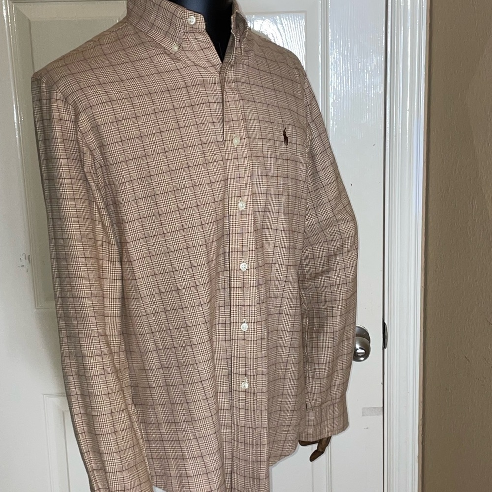 VTG Ralph Lauren Men's Custom Fit Twill Button Down Shirt Plaid Size M​​​​​ - Picture 4 of 10